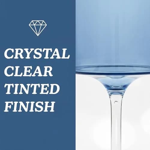 BLUESKY Blue & Clear Two-Tone Wine Glass Set - 14 Oz (5 Pieces) | Elegant, Sophisticated Design for Upscale Events & Gifting thumbnail 3
