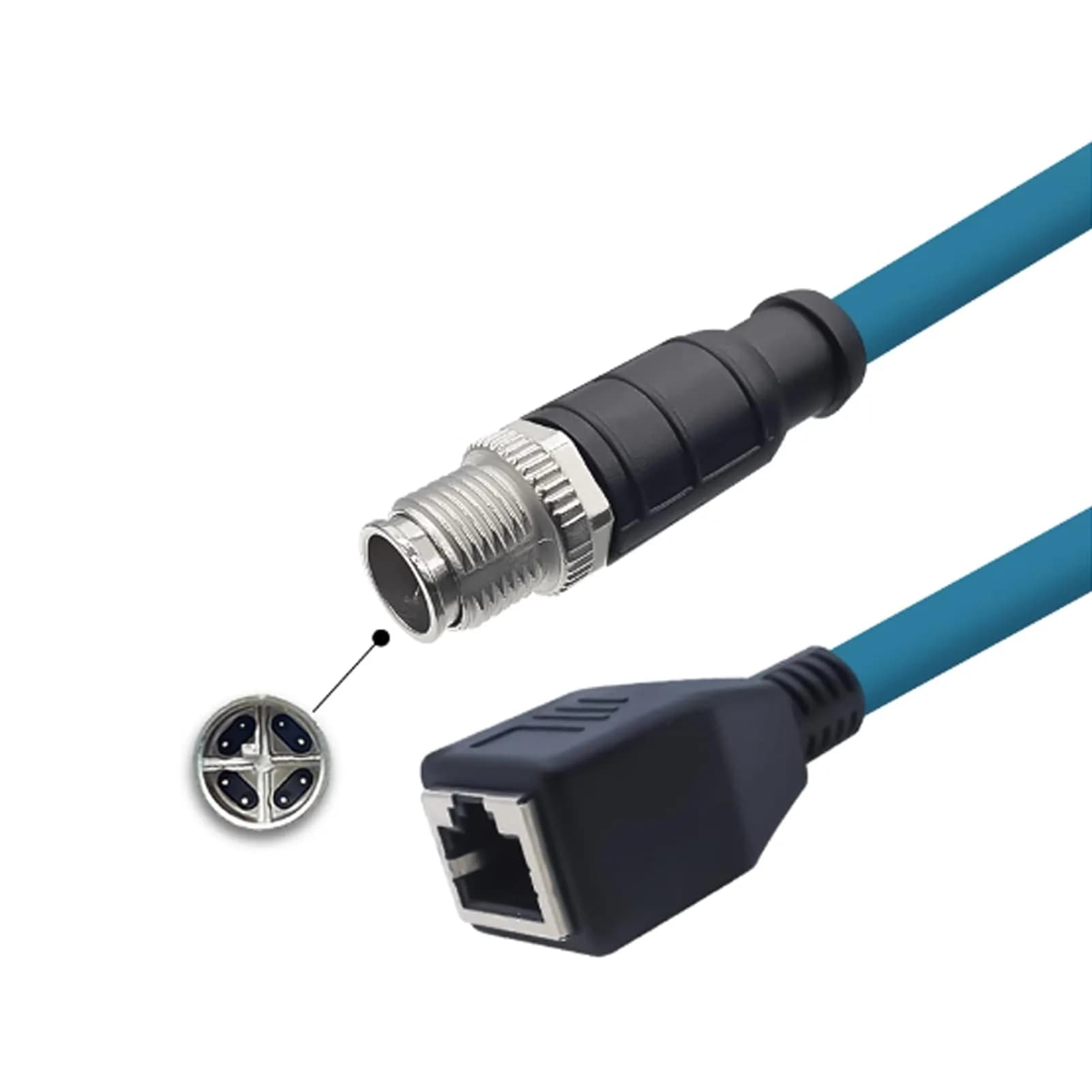 BOUUNCIY 32.8ft M12 8 Pin to RJ45 Industrial Ethernet Cable | Shielded, Field Wireable, IP67, High Flex, 10 Meter — 6.56ft