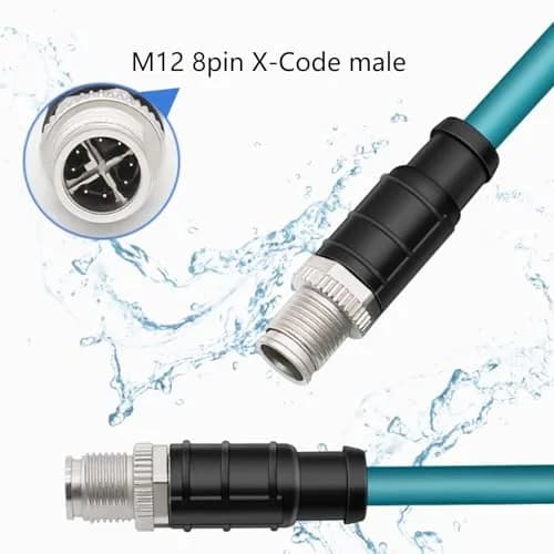 BOUUNCIY 6.56ft M12 8 Pin to RJ45 Ethernet Cable | Shielded Field Wireable for Automation thumbnail 6