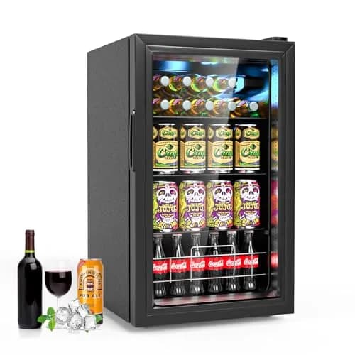 Geekman Beverage Refrigerator Cooler, 120 Can Capacity | Adjustable Shelves & Quiet Operation thumbnail 1