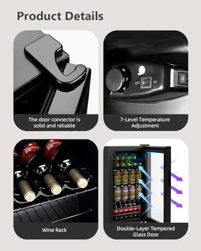 Geekman Beverage Refrigerator Cooler, 120 Can Capacity | Adjustable Shelves & Quiet Operation thumbnail 6