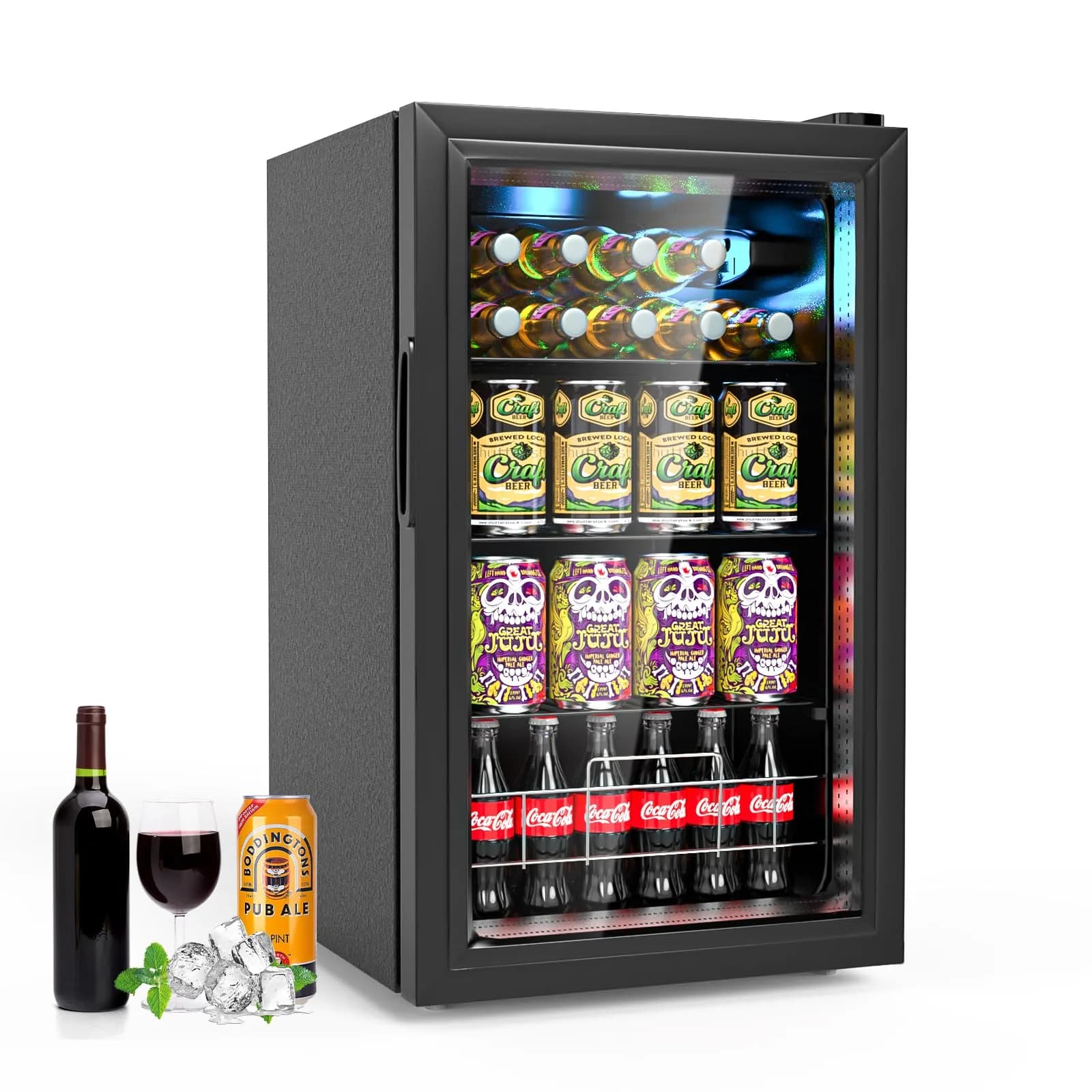 Geekman Beverage Refrigerator Cooler, 120 Can Capacity | Adjustable Shelves & Quiet Operation