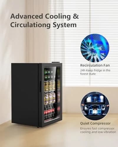 Geekman Beverage Refrigerator Cooler, 120 Can Capacity | Adjustable Shelves & Quiet Operation thumbnail 4