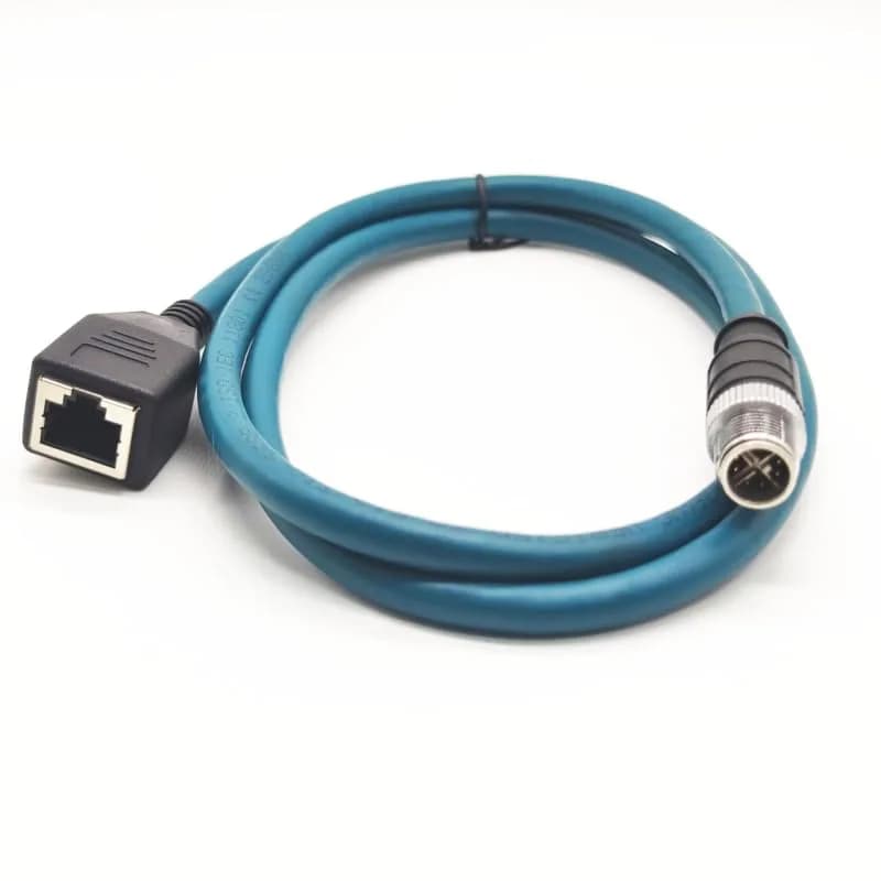 BOUUNCIY 16.4ft M12 to RJ45 Industrial Ethernet Cable | Shielded Cat6 Field Wireable for Automation thumbnail 2