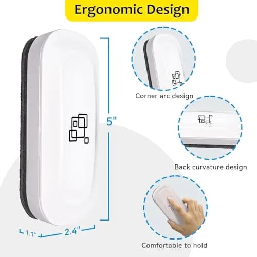 maxtek Magnetic Dry Erase Eraser, Pure White, 2 Pack | Strong Magnetic Grip, Durable ABS, Ergonomic Comfort thumbnail 6
