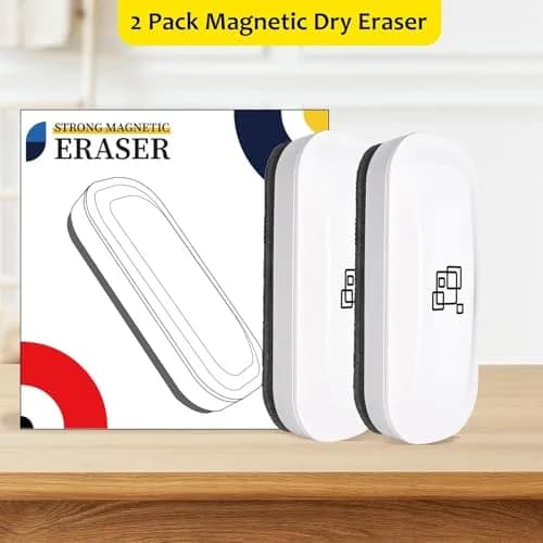 maxtek Magnetic Dry Erase Eraser, Pure White, 2 Pack | Strong Magnetic Grip, Durable ABS, Ergonomic Comfort thumbnail 8