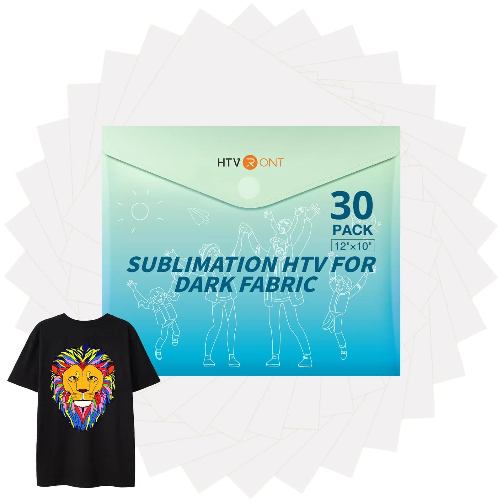 HTVRONT Sublimation HTV Sheets for Cotton Fabric 30.5x25.4 cm (12x10'') Matte 10 Pack | Vivid Colors on Dark & Light Cotton — Matte-dark/Light