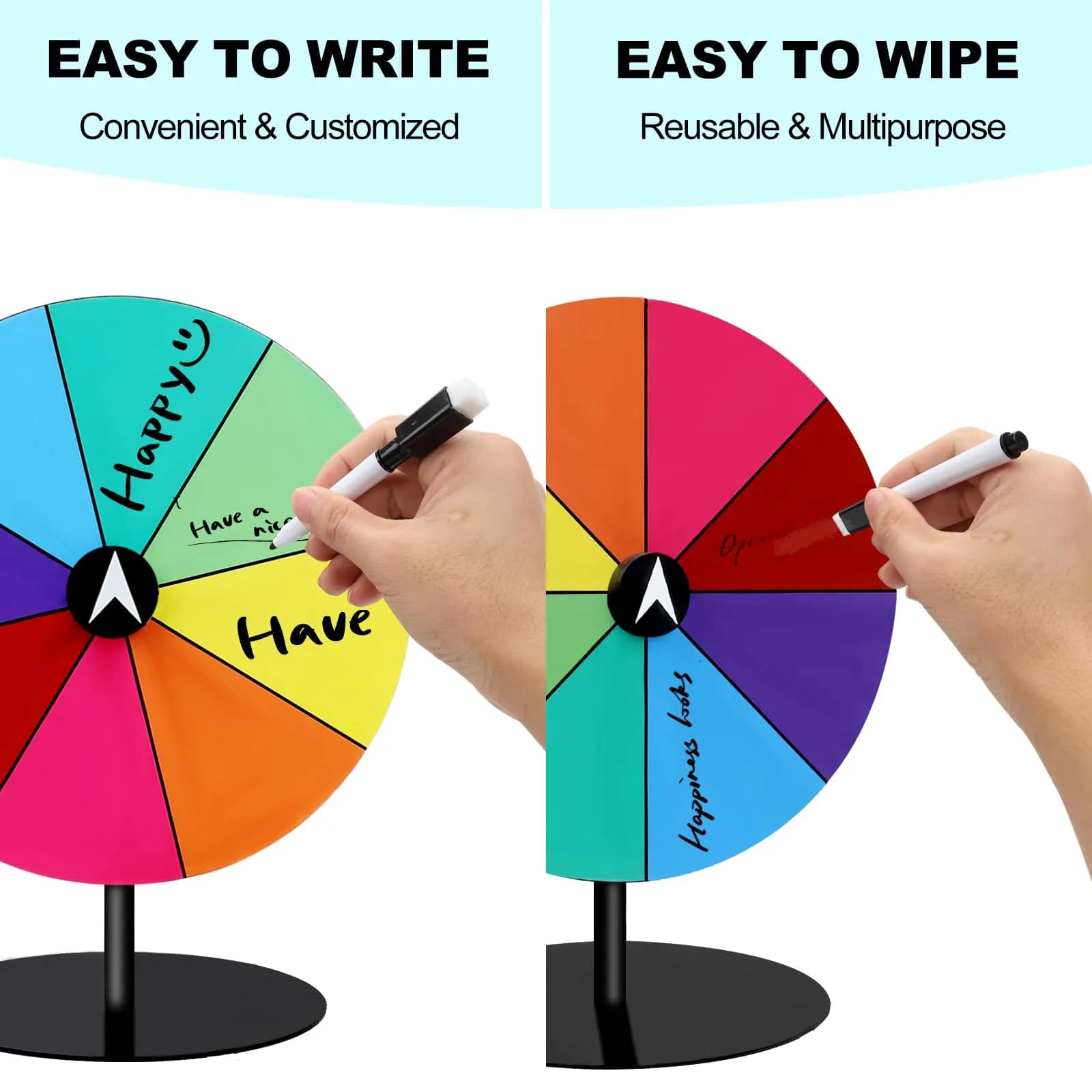 Airpark 8 Inch Dry Erase Prize Wheel | Tabletop Roulette Wheel of Fortune for Parties & Events - view 4