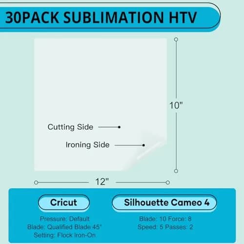HTVRONT Sublimation Vinyl for Cotton Shirts 30 Pack 12"x10" | Bright, Durable & Easy to Apply thumbnail 5