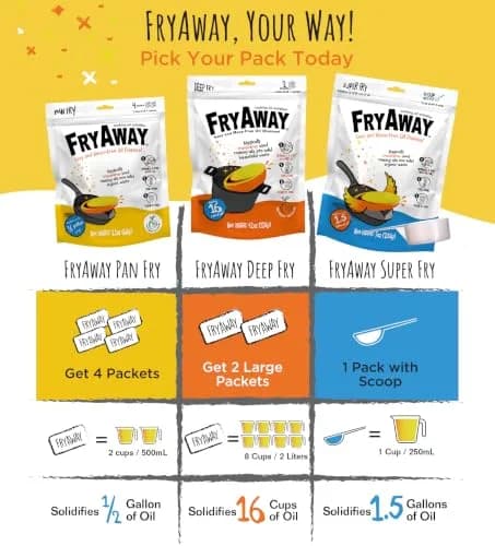 FryAway Super Fry Oil Solidifier 3-Pack | Solidifies 4.5 Gallons of Oil, Made in USA thumbnail 7