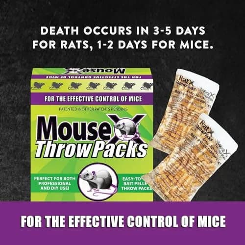 MouseX Throw Packs- for All Species of Rats Mice Safe Around Pets- Pack of 2 | Indoor & Outdoor Rodent Control Pellets thumbnail 4