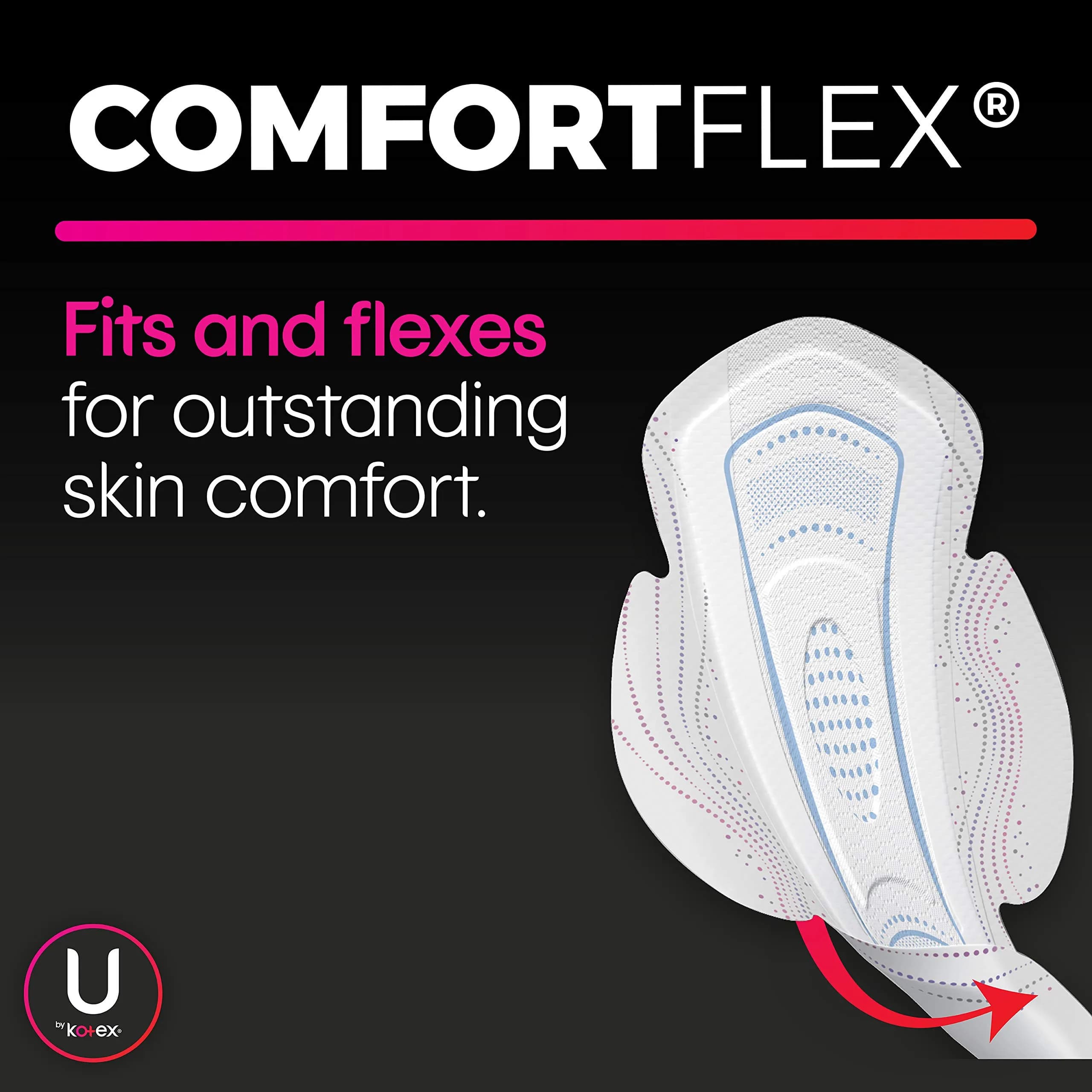 U by Kotex CleanWear Ultra Thin Feminine Pads with Wings, Regular, Fragrance-Free, 50 Count | USA Imported, Duties Included - view 3