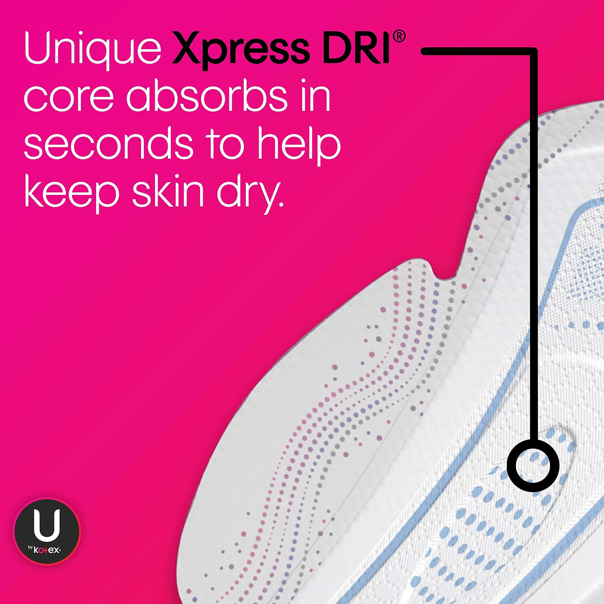U by Kotex CleanWear Ultra Thin Feminine Pads with Wings, Regular, Fragrance-Free, 50 Count | USA Imported, Duties Included - view 4