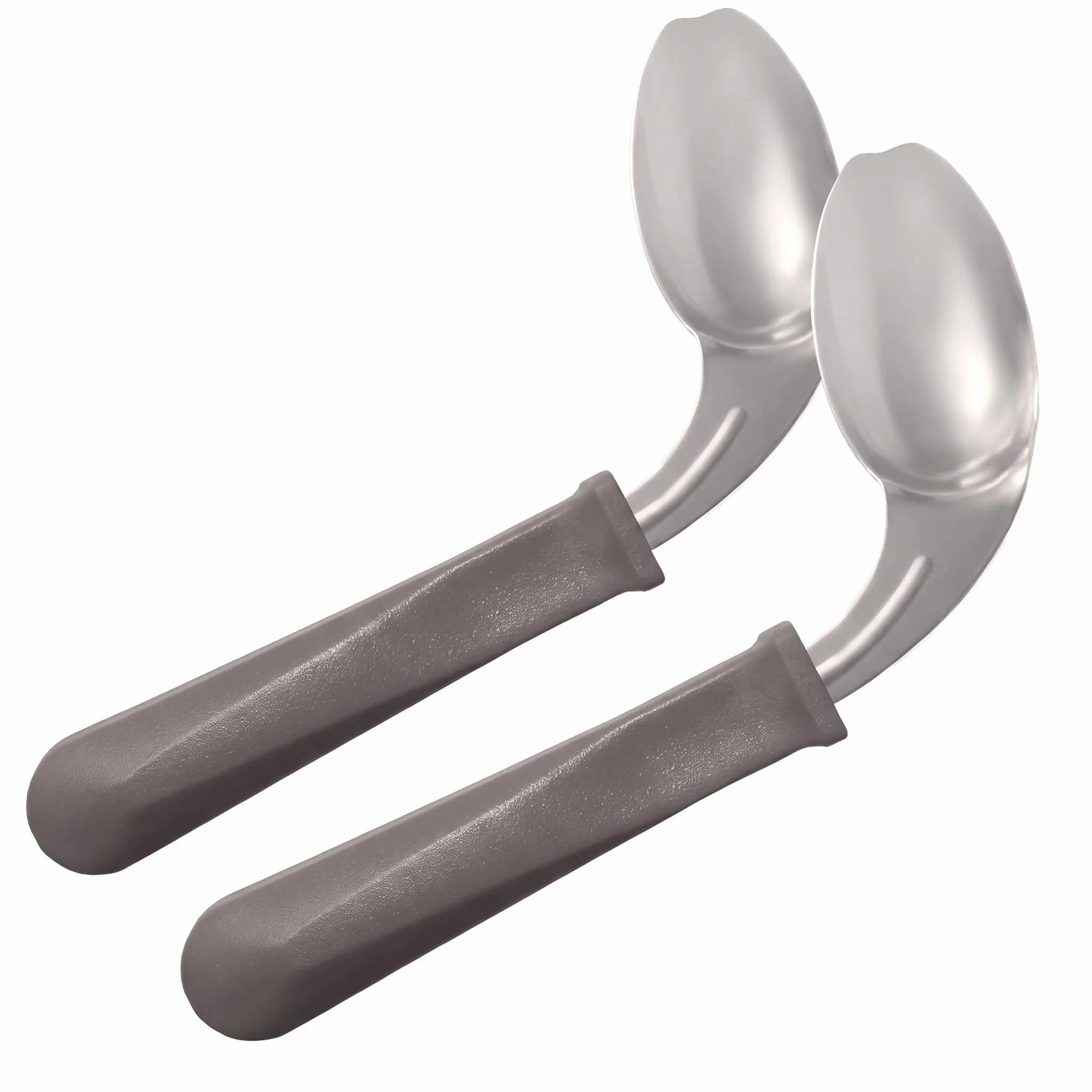 Rehabilitation Advantage Right Handed Grip Easy Offset Spoon (Pack of 2) | Ergonomic Stainless Steel Design for Limited Mobility