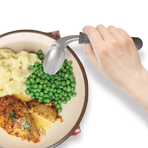 Rehabilitation Advantage Right Handed Grip Easy Offset Spoon (Pack of 2) | Ergonomic Stainless Steel Design for Limited Mobility thumbnail 4