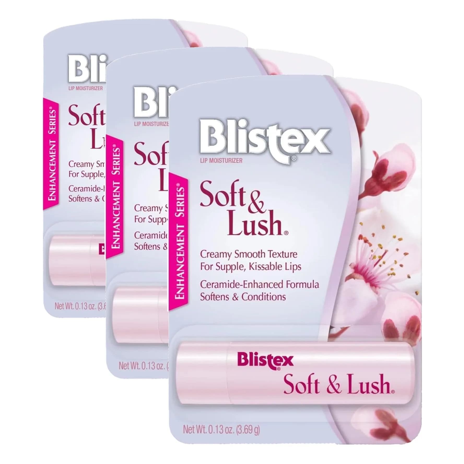 Blistex Soft & Lush Lip Protectant Tube 0.13oz (Pack of 3) Hydrates & Softens Lips Daily