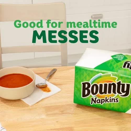 Bounty Paper Napkins White 200 Count (Pack of 3) | 600 Total Napkins for Meals thumbnail 3