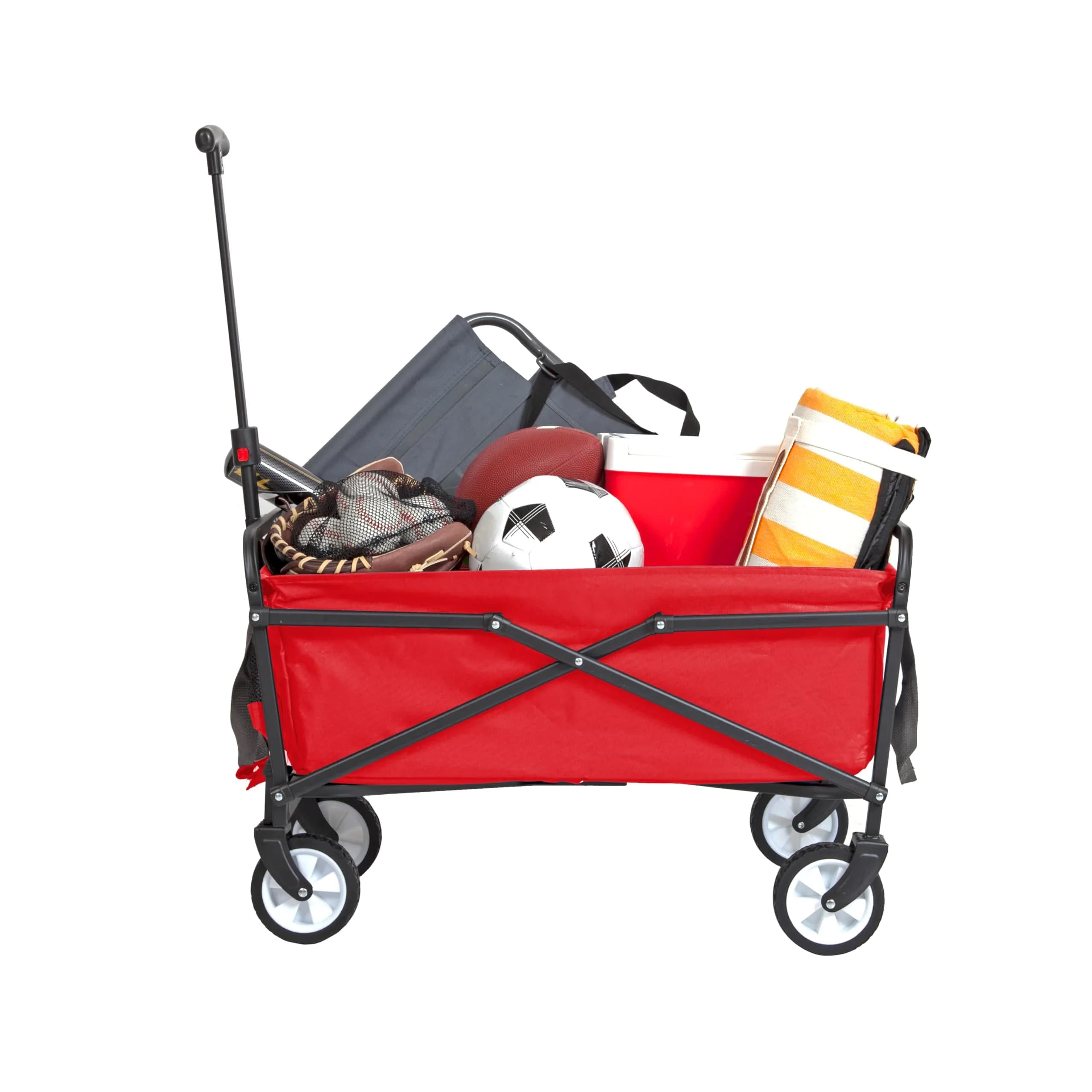 MacSports Lightweight Collapsible Outdoor Utility Wagon 12 lbs | 150 lbs Capacity, Red — Red