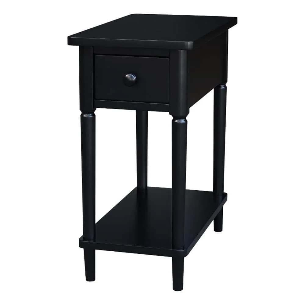 IC INTERNATIONAL CONCEPTS Solid Wood Narrow Side Table in Black | Durable, Elegant Accent Piece