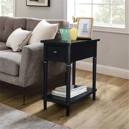 IC INTERNATIONAL CONCEPTS Solid Wood Narrow Side Table in Black | Durable, Elegant Accent Piece thumbnail 2