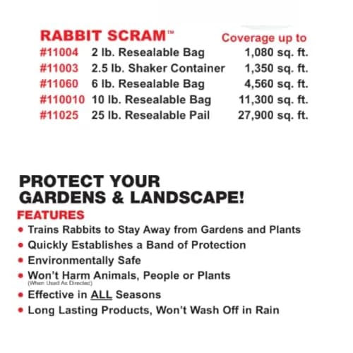 EPIC REPELLENTS Rabbit Scram All Natural Granular Repellent 25 lb | Eco-Friendly Animal & Pet Safe thumbnail 2