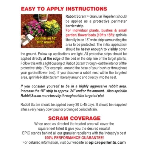 EPIC REPELLENTS Rabbit Scram All Natural Granular Repellent 25 lb | Eco-Friendly Animal & Pet Safe thumbnail 4