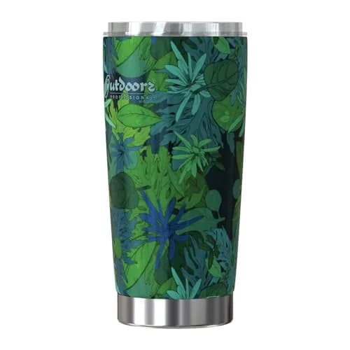 Outdoors Professional 20-Oz. Stainless Steel Double-Walled Vacuum Tumbler | Tropical Green, Keeps Drinks Hot 6H & Cold 12H thumbnail 4