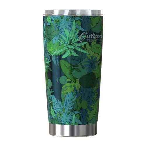 Outdoors Professional 20-Oz. Stainless Steel Double-Walled Vacuum Tumbler | Tropical Green, Keeps Drinks Hot 6H & Cold 12H thumbnail 5
