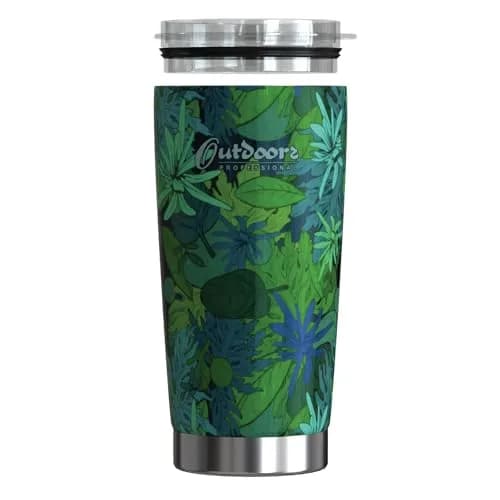Outdoors Professional 20-Oz. Stainless Steel Double-Walled Vacuum Tumbler | Tropical Green, Keeps Drinks Hot 6H & Cold 12H thumbnail 2