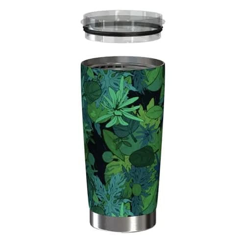 Outdoors Professional 20-Oz. Stainless Steel Double-Walled Vacuum Tumbler | Tropical Green, Keeps Drinks Hot 6H & Cold 12H thumbnail 3