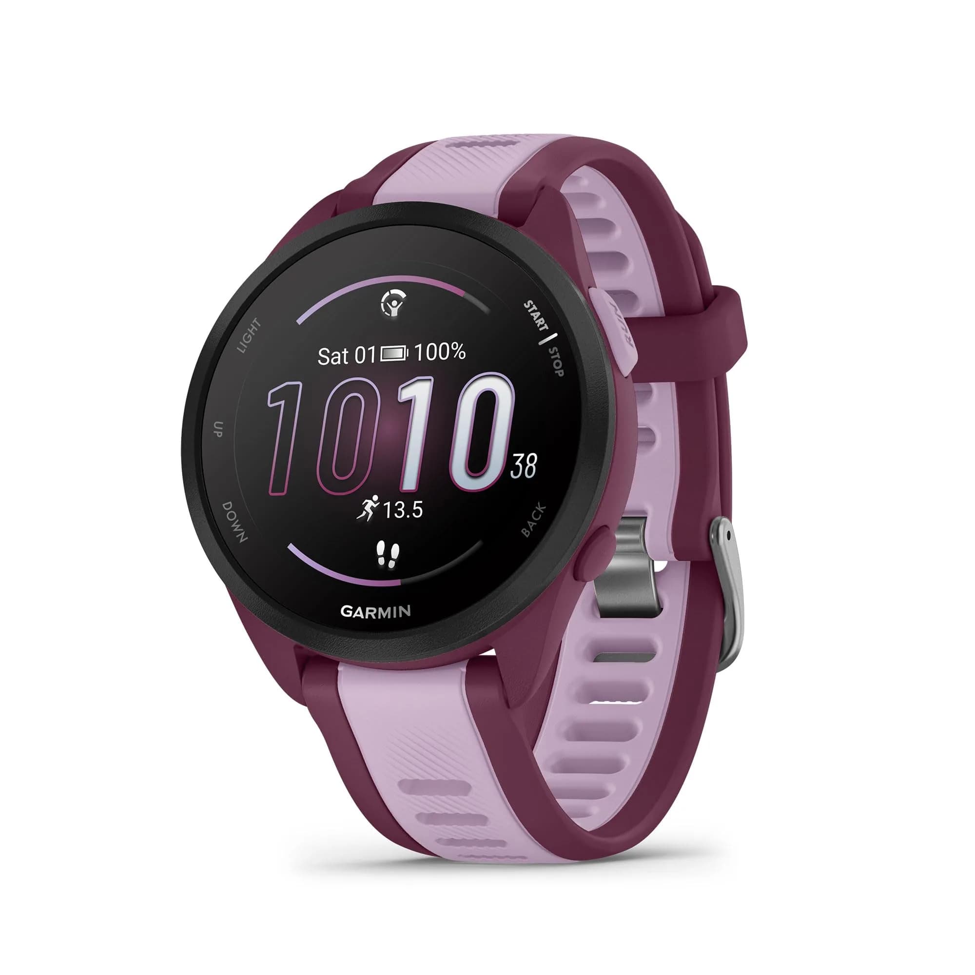 Garmin Forerunner® 165 Music Running Smartwatch 43mm Berry | AMOLED Touchscreen GPS — Berry