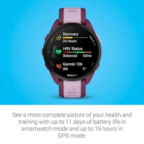 Garmin Forerunner® 165 Music Running Smartwatch 43mm Berry | AMOLED Touchscreen GPS thumbnail 5