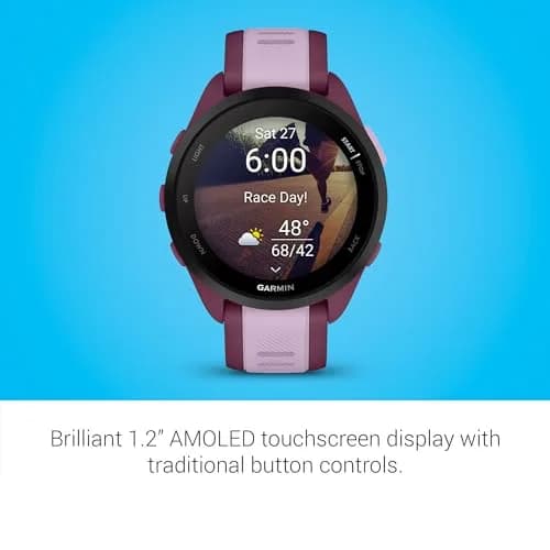 Garmin Forerunner® 165 Music Running Smartwatch 43mm Berry | AMOLED Touchscreen GPS thumbnail 3