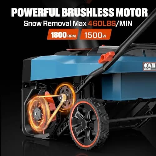 SENIX 40V 18'' Cordless Snow Blower | 2×4.0Ah Batteries, Steel Auger, 33ft Throw thumbnail 6