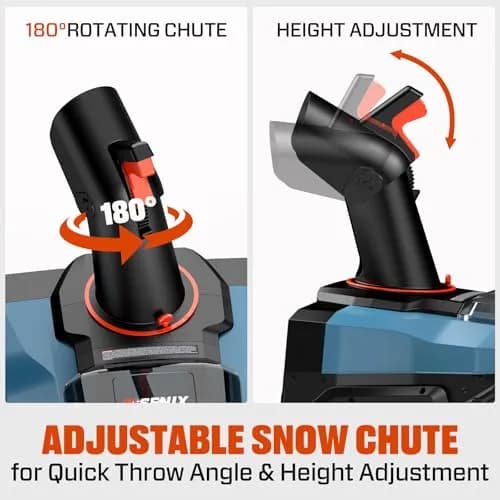 SENIX 40V 18'' Cordless Snow Blower | 2×4.0Ah Batteries, Steel Auger, 33ft Throw thumbnail 7