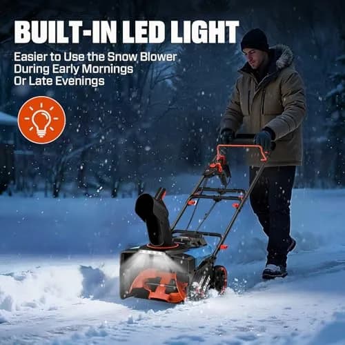 SENIX 40V 18'' Cordless Snow Blower | 2×4.0Ah Batteries, Steel Auger, 33ft Throw thumbnail 8