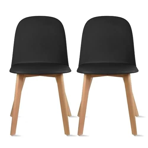 2xhome Modern Armless Dining Chairs | Plastic Shell Seat with Wooden Legs | Indoor/Outdoor Use thumbnail 1