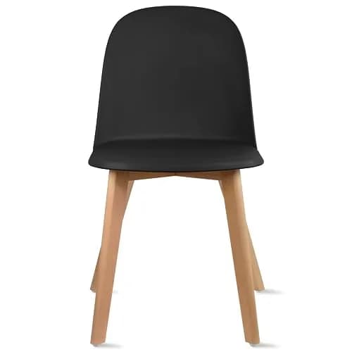 2xhome Modern Armless Dining Chairs | Plastic Shell Seat with Wooden Legs | Indoor/Outdoor Use thumbnail 5