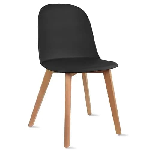 2xhome Modern Armless Dining Chairs | Plastic Shell Seat with Wooden Legs | Indoor/Outdoor Use thumbnail 6