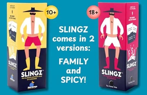 blue orange Slingz - The Quick and Hilariously Spicy Categories Card Game | 2-7 Players | for Adults, College Students, Game Nights, Parties and More thumbnail 4