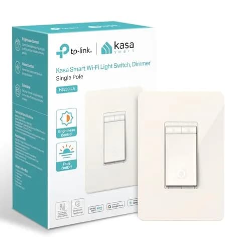 Kasa Smart Dimmer Switch HS220-LA Light Almond | App-Guided Install, 1%-100% Brightness Control thumbnail 1