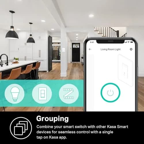 Kasa Smart Dimmer Switch HS220-LA Light Almond | App-Guided Install, 1%-100% Brightness Control thumbnail 6