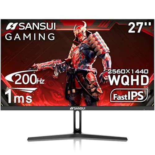 SANSUI 27 Inch WQHD 2560 x 1440 IPS Gaming Monitor, 200Hz 180Hz 1ms, HDR Eye Care, VESA Mount, Metal Stand (DP Cable Included) thumbnail 1