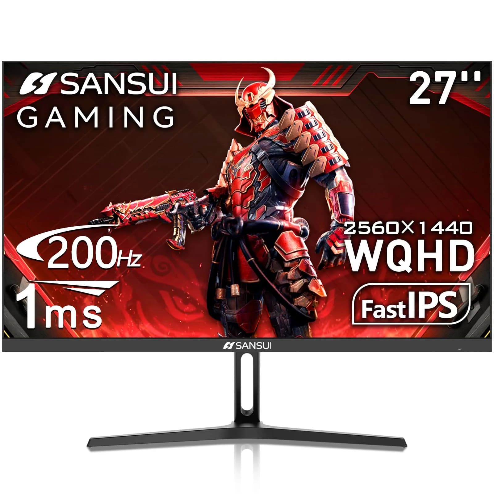 SANSUI 27 Inch WQHD 2560 x 1440 IPS Gaming Monitor, 200Hz 180Hz 1ms, HDR Eye Care, VESA Mount, Metal Stand (DP Cable Included)