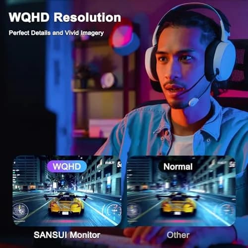 SANSUI 27 Inch WQHD 2560 x 1440 IPS Gaming Monitor, 200Hz 180Hz 1ms, HDR Eye Care, VESA Mount, Metal Stand (DP Cable Included) thumbnail 3