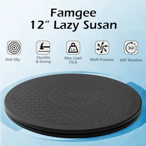 Famgee 12 Inch Lazy Susan Turntable 30cm (11.8in) | Heavy Duty Rotating Stand with Steel Ball Bearings thumbnail 2