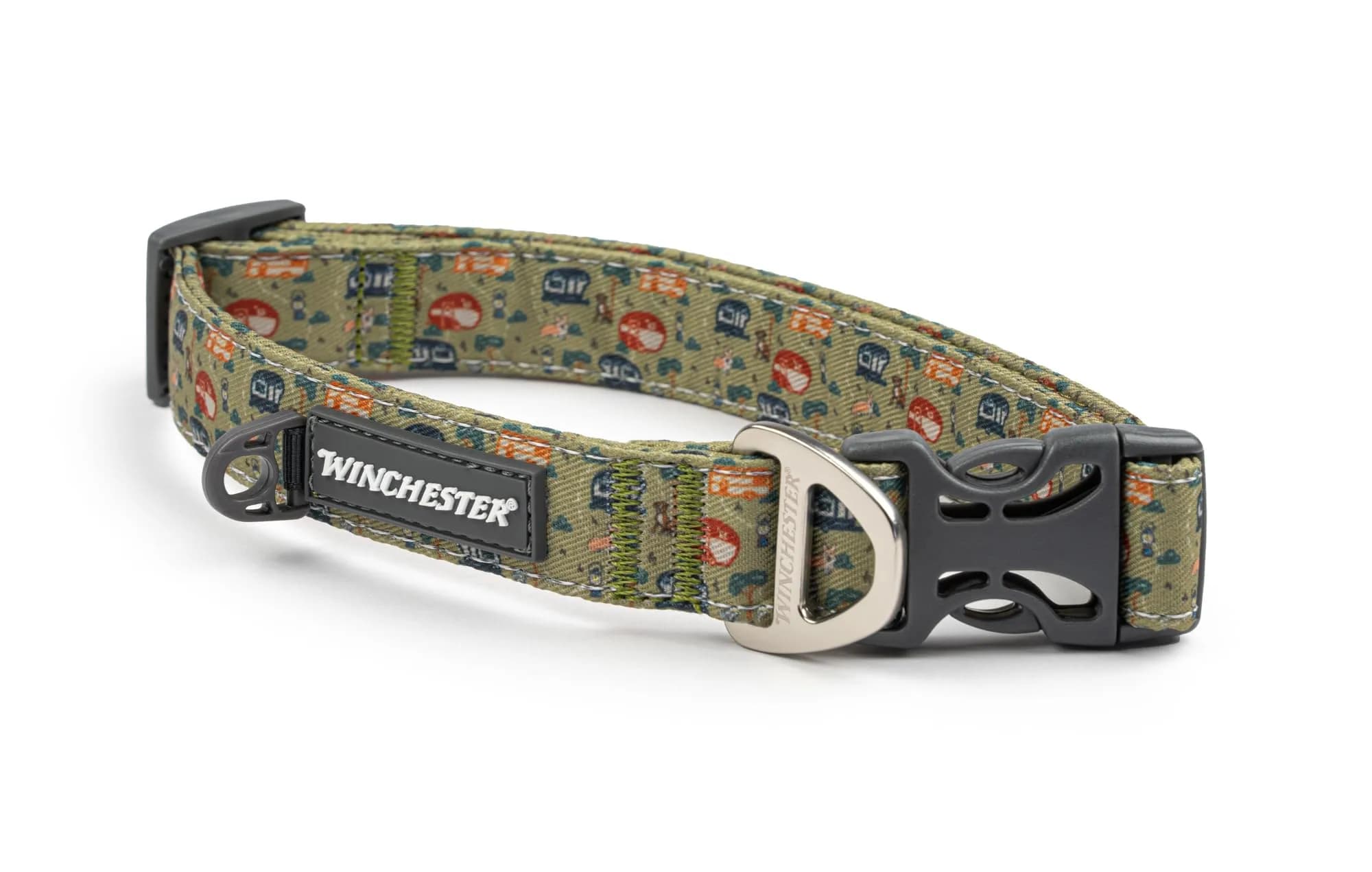 World of Winchester Dog Collar Medium | Retro Camper Style, Durable & Reflective (Medium) — Retro Camper