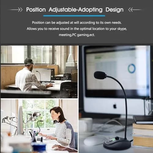 JOUNIVO JV-601Pro USB Computer Microphone with Mute Button & LED Indicator | 180cm (6ft) Cable thumbnail 6