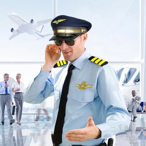 TUSAUW Airline Pilot Captain Costume Set with Aviator Sunglasses Navy Blue | Pilot Role Play Accessories thumbnail 4