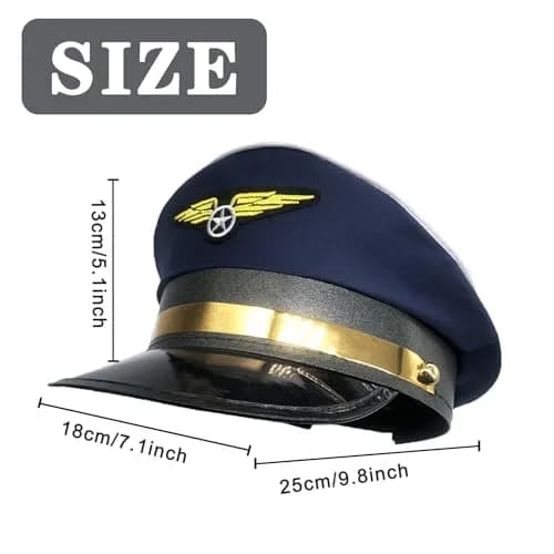 TUSAUW Airline Pilot Captain Costume Set with Aviator Sunglasses Navy Blue | Pilot Role Play Accessories thumbnail 7